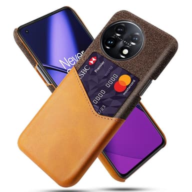 SKALO OnePlus 11 5G Premium PU-Läder Korthållare Skal - Brun