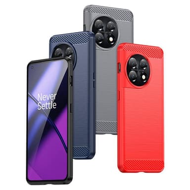 SKALO OnePlus 11 5G Armor Carbon Stöttåligt TPU-skal - Röd