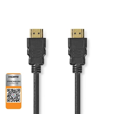 Nedis Premium High Speed ​​HDMI ™ kabel med Ethernet | HDMI™ Kontakt | HDMI™ Kontakt | 4K@60Hz | 18 Gbps | 2.00 m | Rund | PVC | Svart | Plastpåse