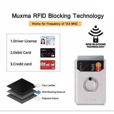 MUXMA Korthållare Ring Ställ RFID Blockerande Kreditkort - Vit