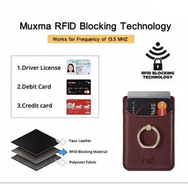 MUXMA Korthållare Ring Ställ RFID Blockerande Kreditkort VinRöd