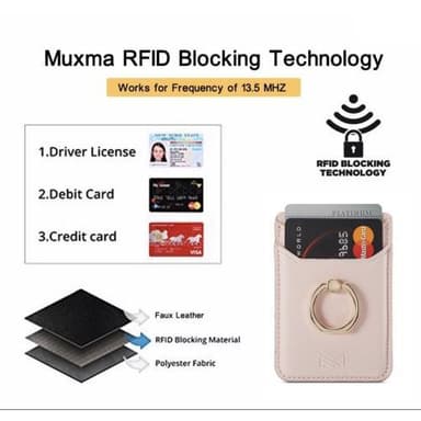MUXMA Korthållare Ring Ställ RFID Blockerande Kreditkort - Rosa
