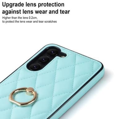 Samsung Galaxy S23 Rhombus Grid Mönster Skal FingerRing - Sky Blue