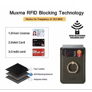 MUXMA Korthållare Ring Ställ RFID Blockerande Kreditkort - Grön