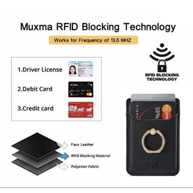 MUXMA Korthållare Ring Ställ RFID Blockerande Kreditkort - Svart