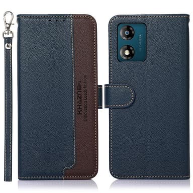 KHAZNEH Motorola Moto E13 4G Plånboksfodral - Blå/Brun