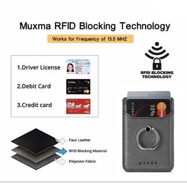 MUXMA Korthållare Ring Ställ RFID Blockerande Kreditkort - Svart
