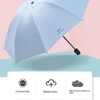 Anti-UV Paraply Bärbart hopfällbart Regn Autoöppning / Marinblå
