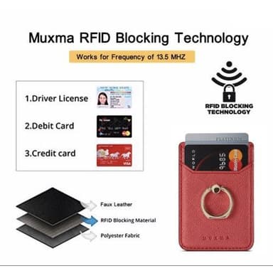 MUXMA Korthållare Ring Ställ RFID Blockerande Kreditkort - Röd