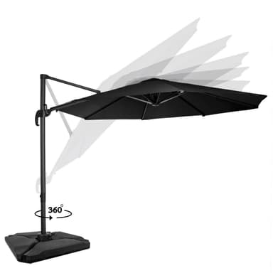 VONROC Parasoll Bardolino 300cm – Premium parasoll -  Antracit/Svart |Inkl. 4st Parasollplattor