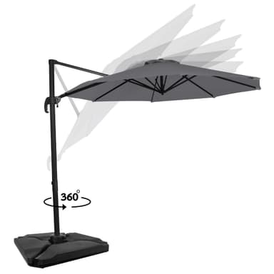 VONROC Parasoll Bardolino 300cm – Premium parasoll -  Grå |Inkl. 4st Parasollplattor