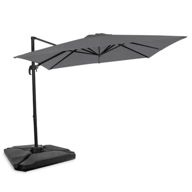 VONROC Parasoll Pisogne 300x300cm –  Premium parasoll - Grå |Inkl. 4st Parasollplattor