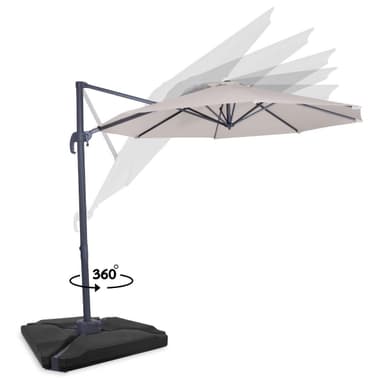VONROC Parasoll Bardolino 300cm – Premium parasoll -  Beige |Inkl. 4st Parasollplattor
