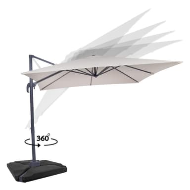 VONROC Parasoll Pisogne 300x300cm –  Premium parasoll - Beige |Inkl. 4st Parasollplattor
