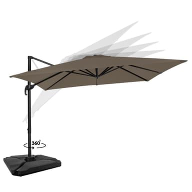 VONROC Parasoll Pisogne 300x300cm –  Premium parasoll - Taupe |Inkl. 4st Parasollplattor