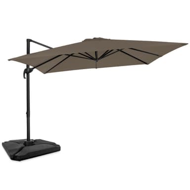 VONROC Parasoll Pisogne 300x300cm –  Premium parasoll - Taupe |Inkl. 4st Parasollplattor
