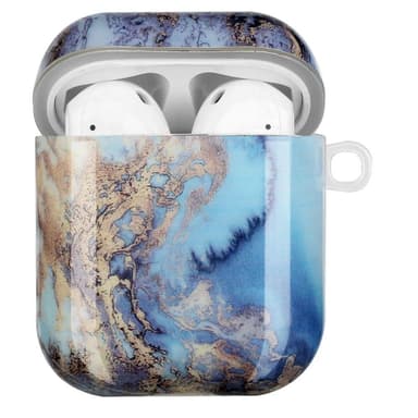 SKALO AirPods 1/2 Marmor TPU Fodral med Karbinhake - Motiv 3