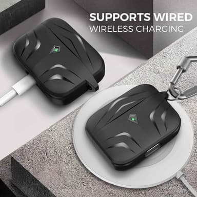 SKALO AirPods Pro 2 Shockproof Armor TPU Fodral med Karbinhake - Svart