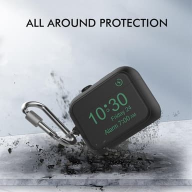 SKALO AirPods Pro 2 Digital Clock Fodral med Karbinhake - Svart