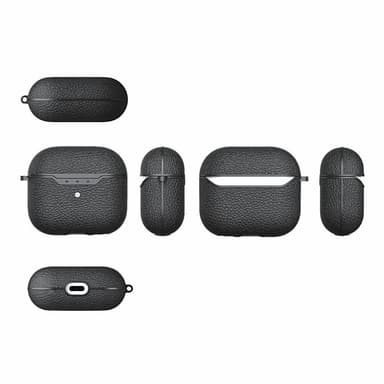 SKALO AirPods 3 Litchi Fodral med Karbinhake - Svart