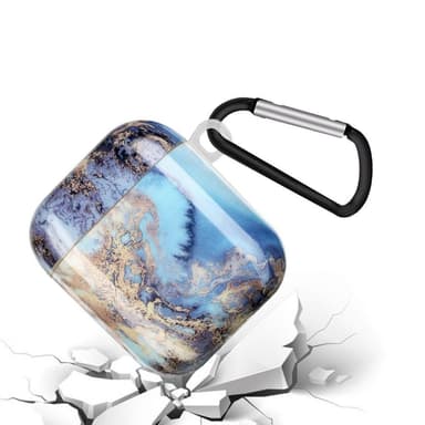 SKALO AirPods 1/2 Marmor TPU Fodral med Karbinhake - Motiv 3