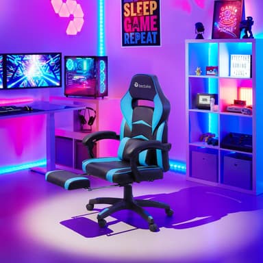 tectake Gaminstol Comodo - svart/azurblå