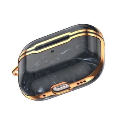 SKALO AirPods Pro 2 Guldkant Marmor TPU Fodral med Nyckelring - Motiv 3