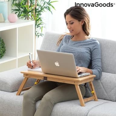 Hopfällbart sidobord av bambu lapwood innovagoods