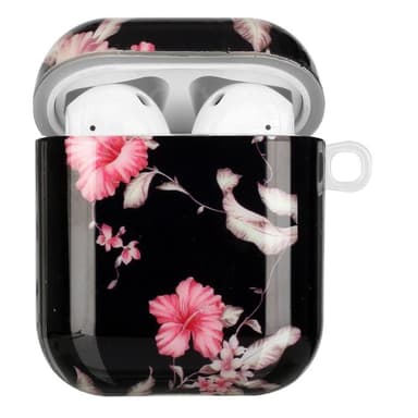 SKALO AirPods 1/2 Blommigt TPU Fodral med Karbinhake - Motiv 2