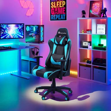 tectake Premium gamingstol Twink - svart/azurblå