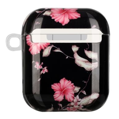 SKALO AirPods 1/2 Blommigt TPU Fodral med Karbinhake - Motiv 2