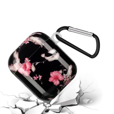 SKALO AirPods 1/2 Blommigt TPU Fodral med Karbinhake - Motiv 2