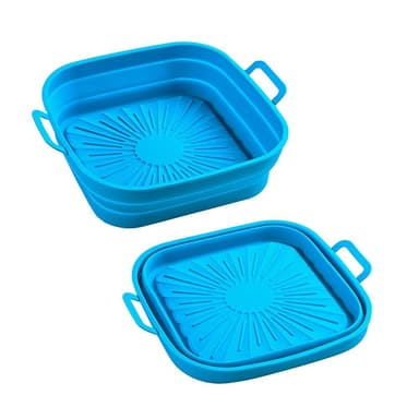 INF Hopfällbar fyrkantig Air Fryer silikonform 17.5 cm Blå