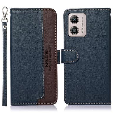 KHAZNEH Motorola Moto G53 5G / G23 4G / G13 4G Plånboksfodral - Blå / Brun