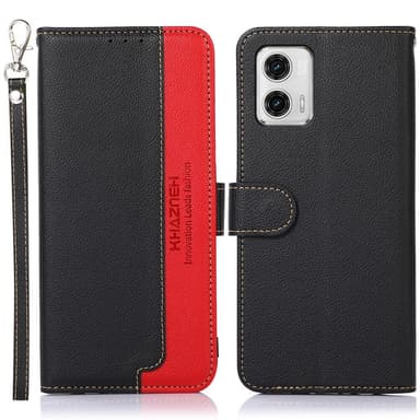Motorola Moto G73 5G KHAZNEH Plånboksfodral - Svart/Röd