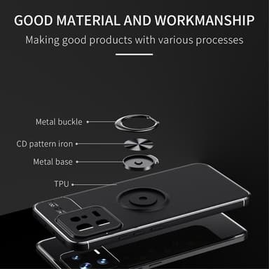 För Xiaomi 13 5G TPU Fodral skal med Finger Ring - Svart