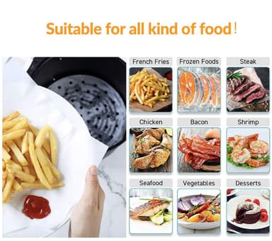 Fyrkantigt perforerat bakpapper till Air Fryer 100-pack Vit 20 cm