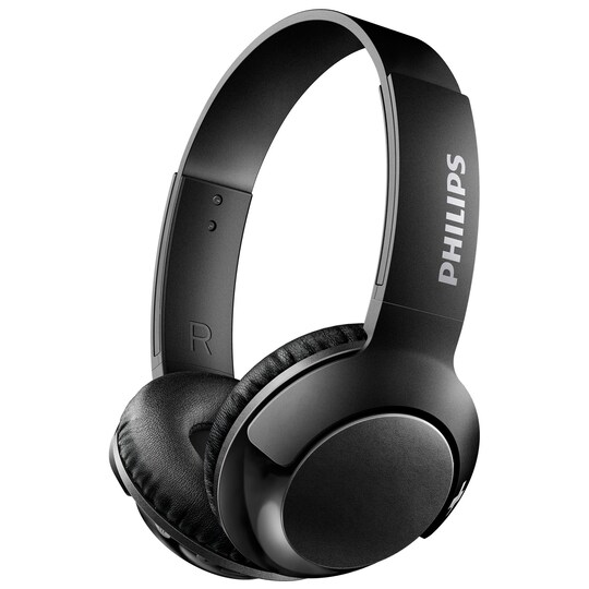 Philips Bass+ trådlösa on-ear hörlurar (svart)