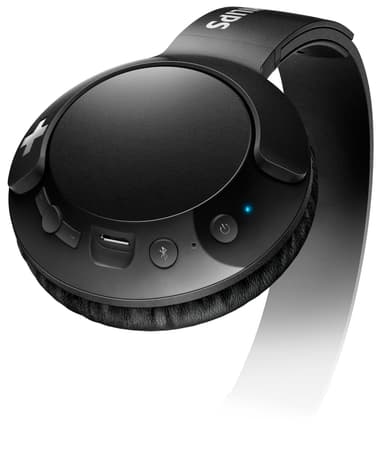 Philips Bass+ trådlösa on-ear hörlurar (svart)