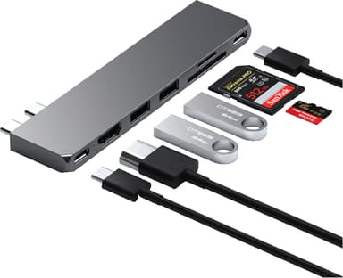 Satechi USB-C Pro Slim USB-hubb (grå)