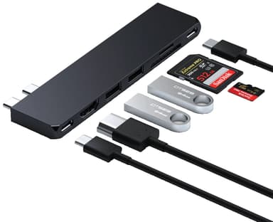 Satechi USB-C Pro Slim USB-hubb (midnatt)