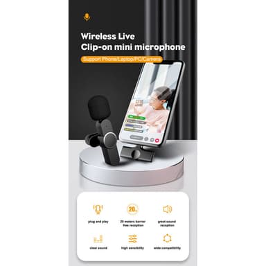 Lippa Wireless Lavalier Mikrofon, Lightning Elgiganten