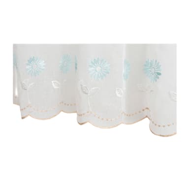 Broderi Blomma Kort Gardin Blå 132x53x1 cm