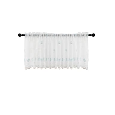 Broderi Blomma Kort Gardin Blå 132x53x1 cm