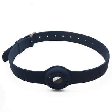 SKALO AirTag Hållare Silikon Husdjur Halsband - Mörkblå