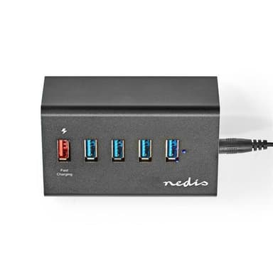 USB-hubb | 5 portar | USB 3.0 | QC3.0-laddningsport | 5 Gbit/s |