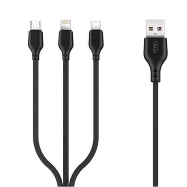 XO NB103, 3i1-Kabel (2.1A) USB - Lightning + USB-C + microUSB, 1m