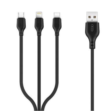 XO NB103, 3i1-Kabel (2.1A) USB - Lightning + USB-C + microUSB, 1m