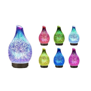 Roterande Diffusor/Luftfuktare i 3D Glas / Trä, Reflekterande