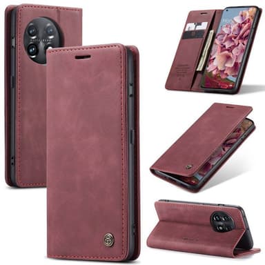CaseMe Smart Magnet FlipCase OnePlus 11 - Vinröd